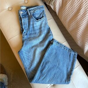 Free People Button-fly Cropped Wide Leg Jean